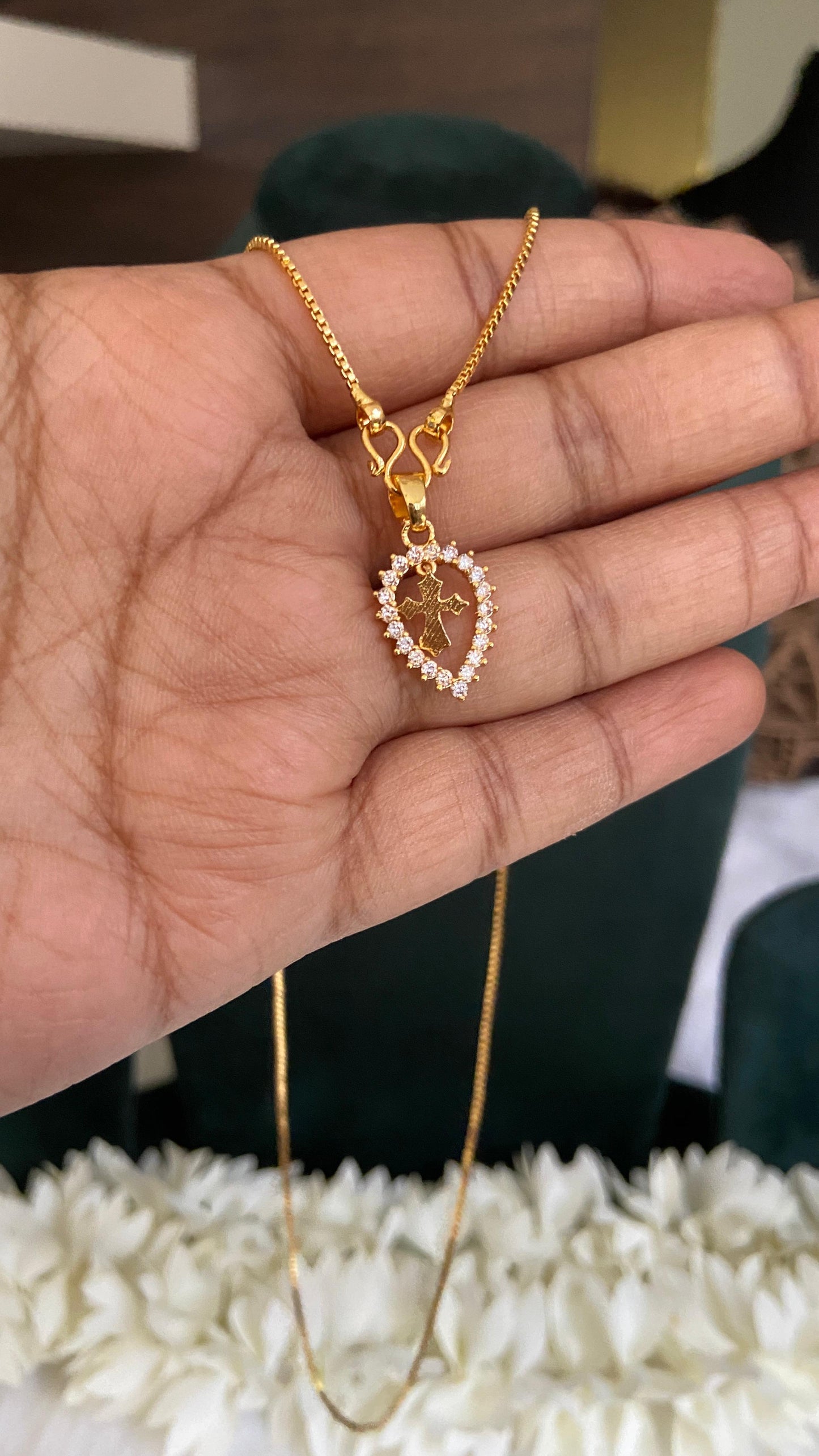 Diamond Christian Thali with Chain