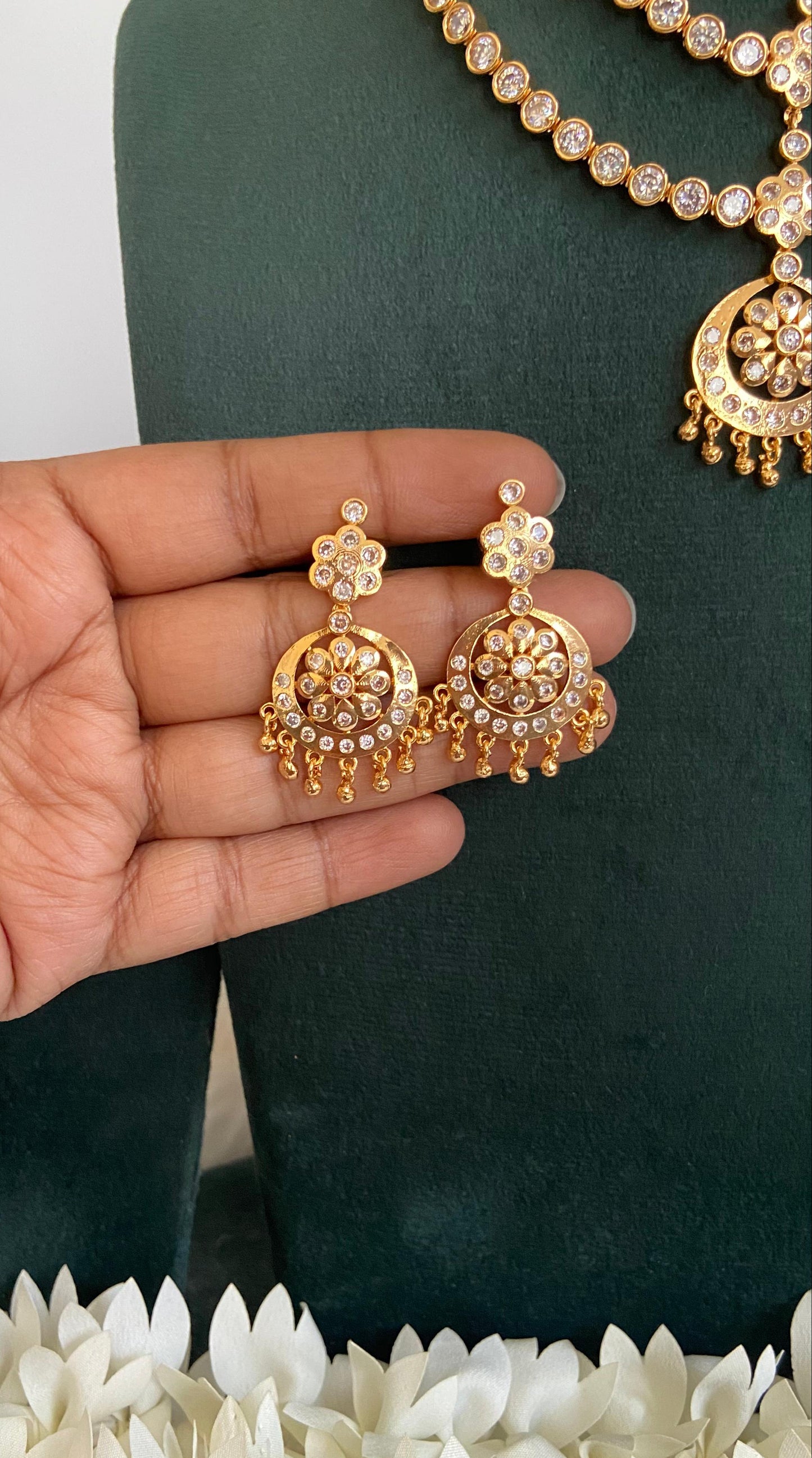 Gold Plated Double Layer Attigai Necklace Set