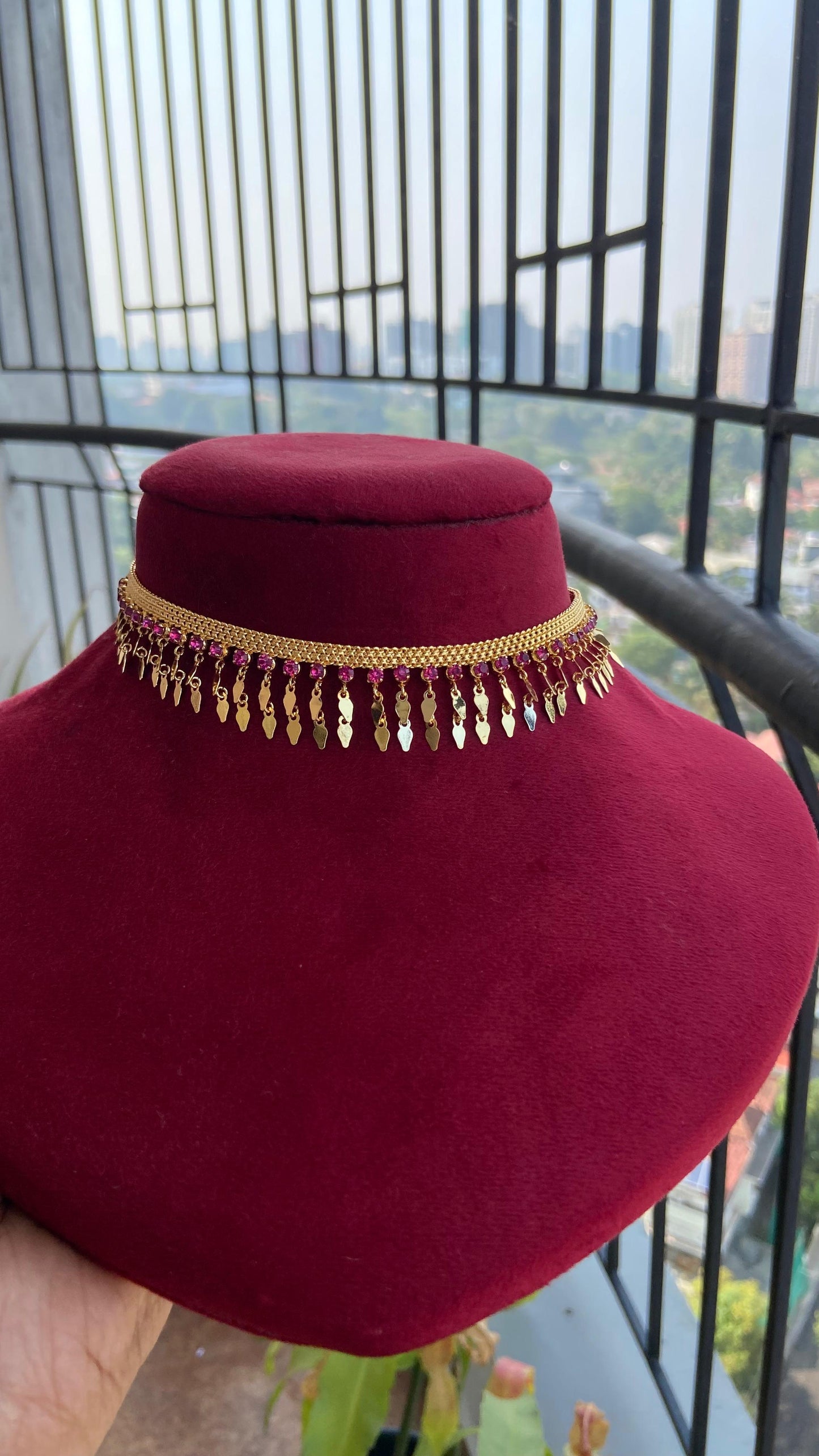Double Layer Hanging Ruby Elakathali Necklace