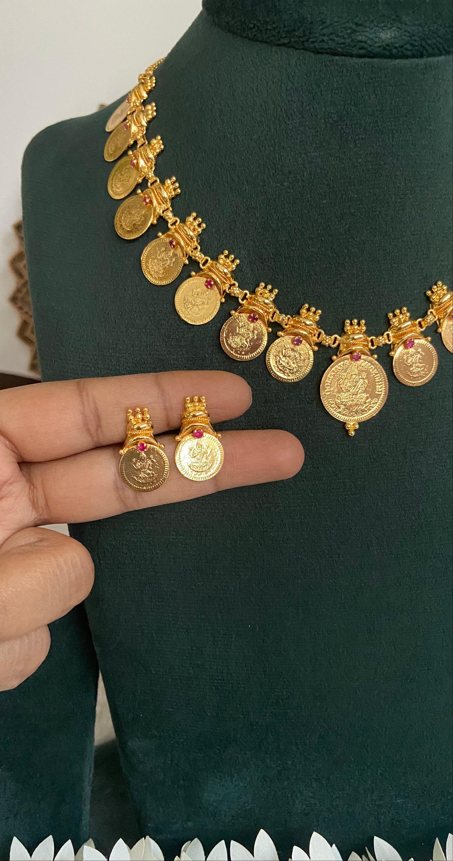 Rajalakshmi Coin Necklace with Earrings