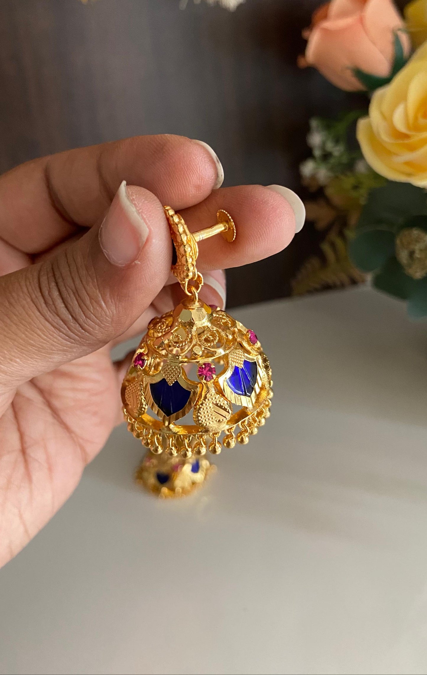 Kerala Traditional Blue Palakka Jumka