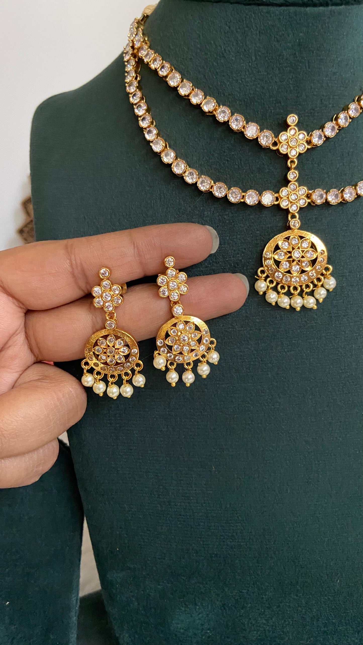 Antique Double Layer Attigai Necklace Set