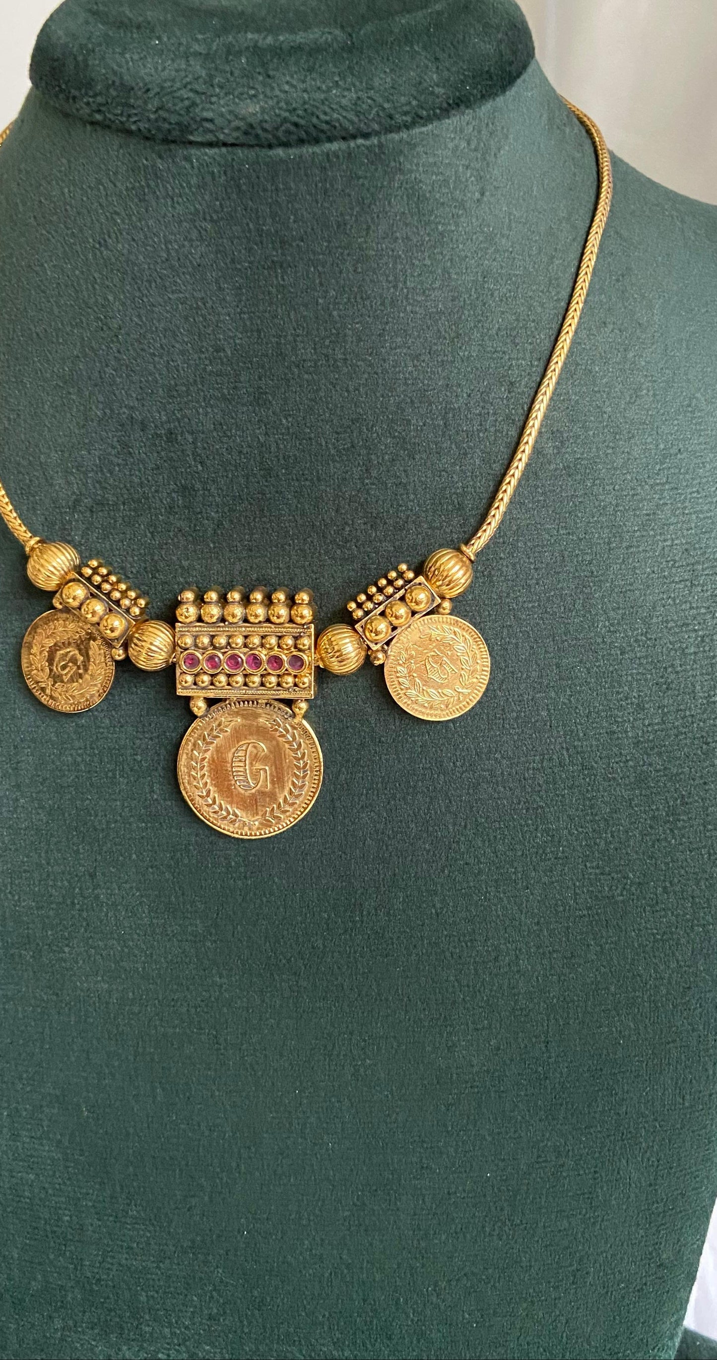 Rudra Antique Non Idol Coin Necklace Set