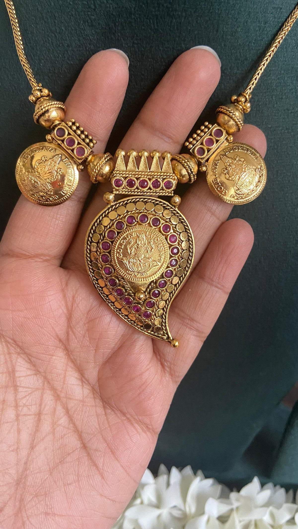 Aaranya Antique Mango Coin Necklace