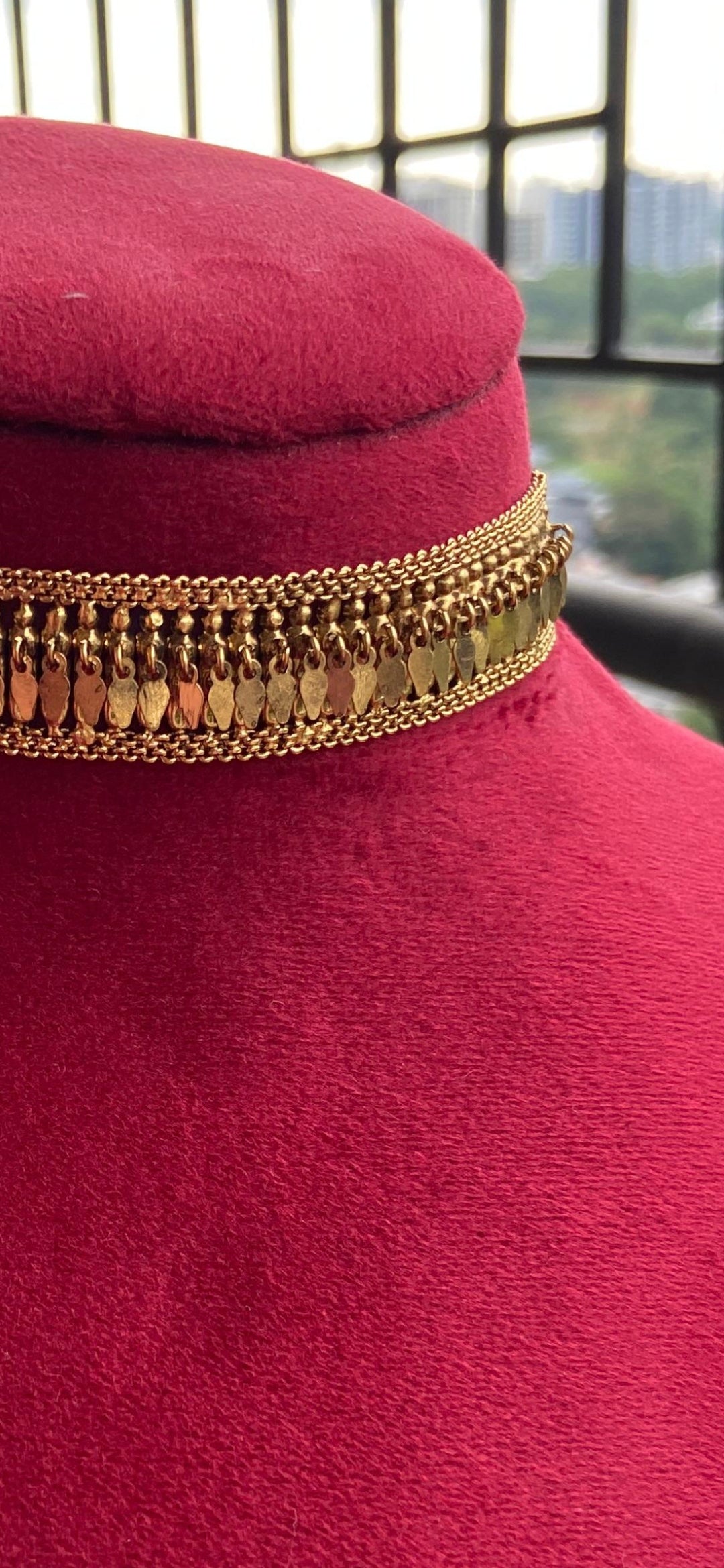 Gold Plated Antique Finish Single Line Elakathali Choker