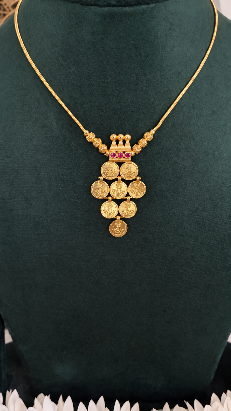 Suhasini Flower Coin Pendant Necklace