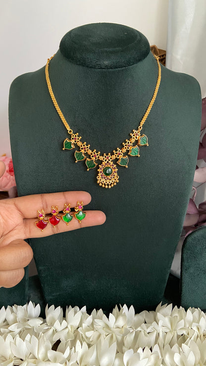 Red & Green Double Sided Palakka Necklace