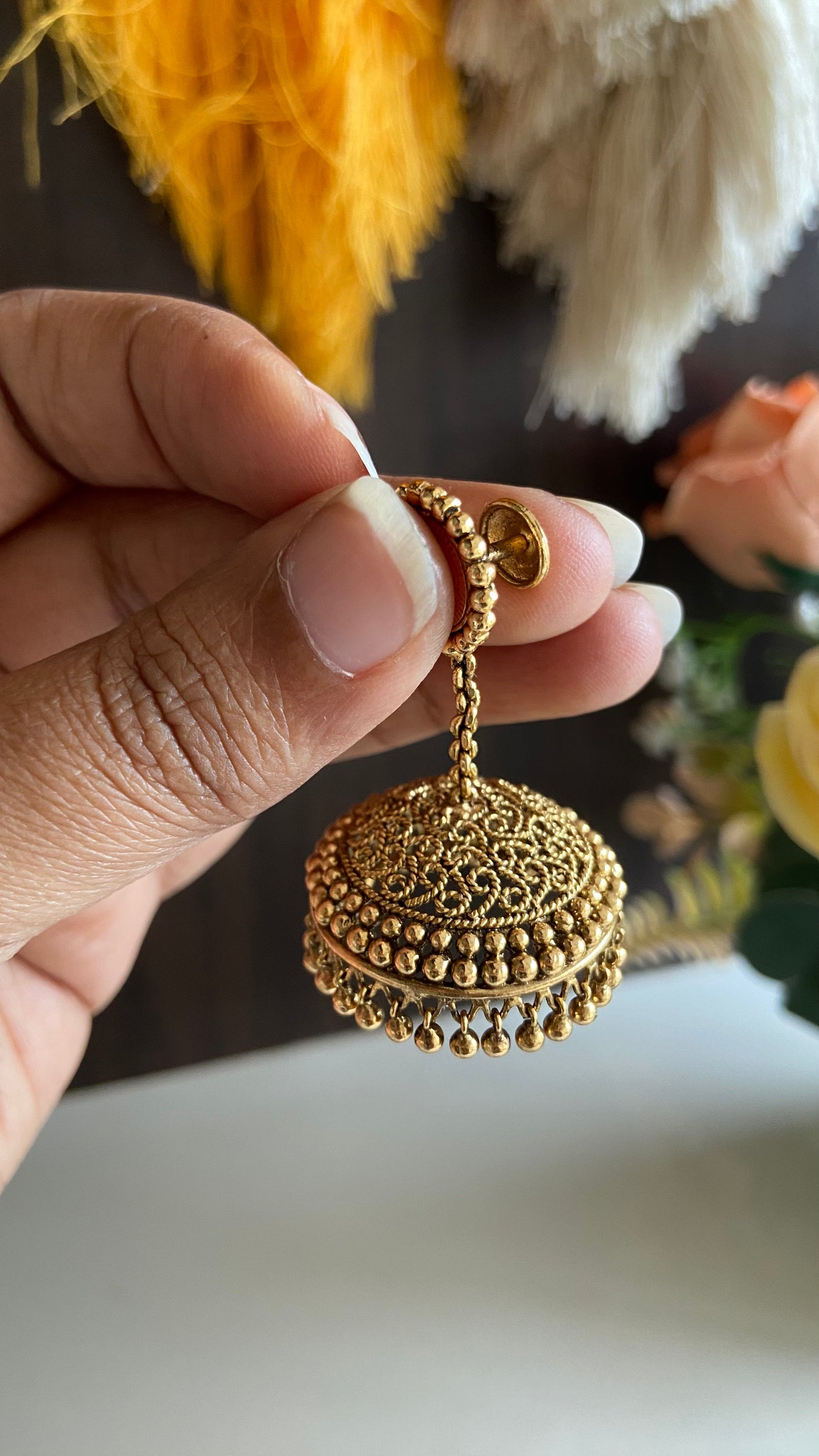Antique Finish Long Drop Jumka