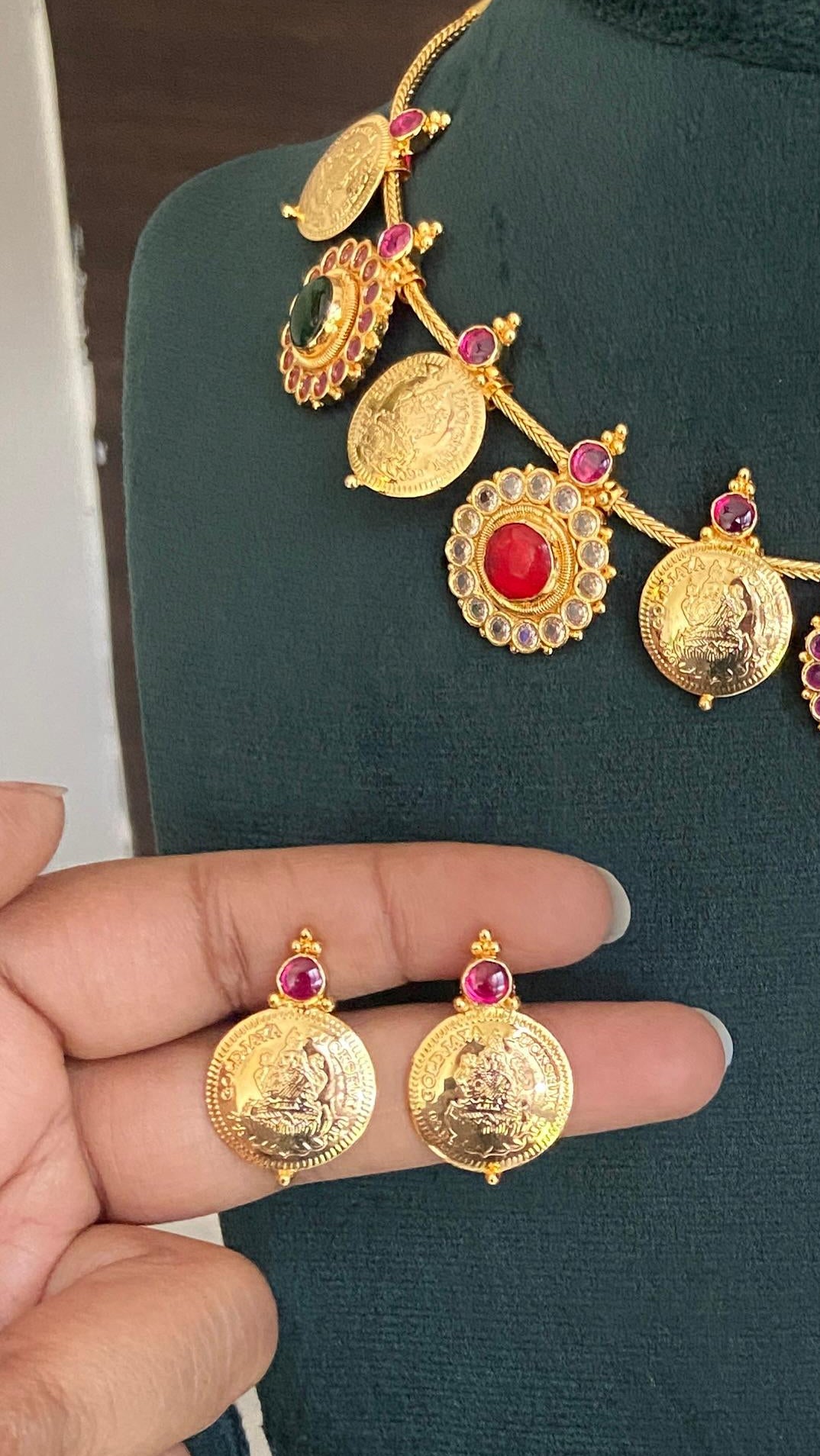 Coin Pathakam Necklace with Earrings