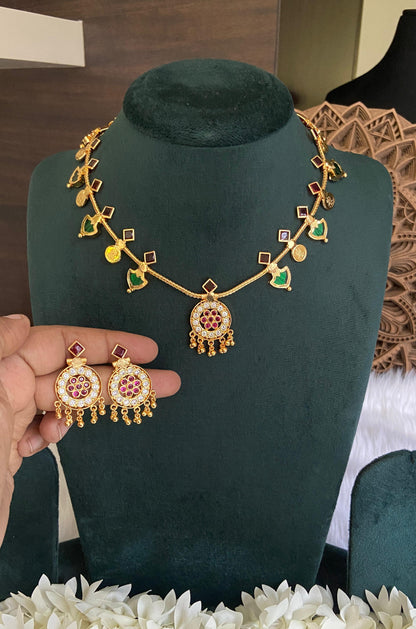 Palakka Coin with Pathakam Pendant Necklace