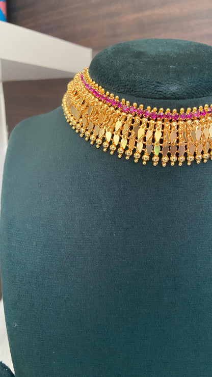 Ruby 2 Line Elakathali with Earrings