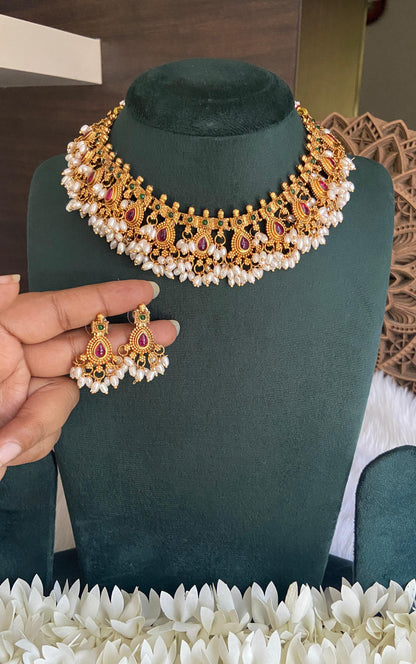 Non Idol Rice Pearl Necklace Set