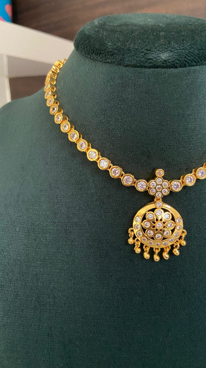 White Attigai Necklace with Earrings