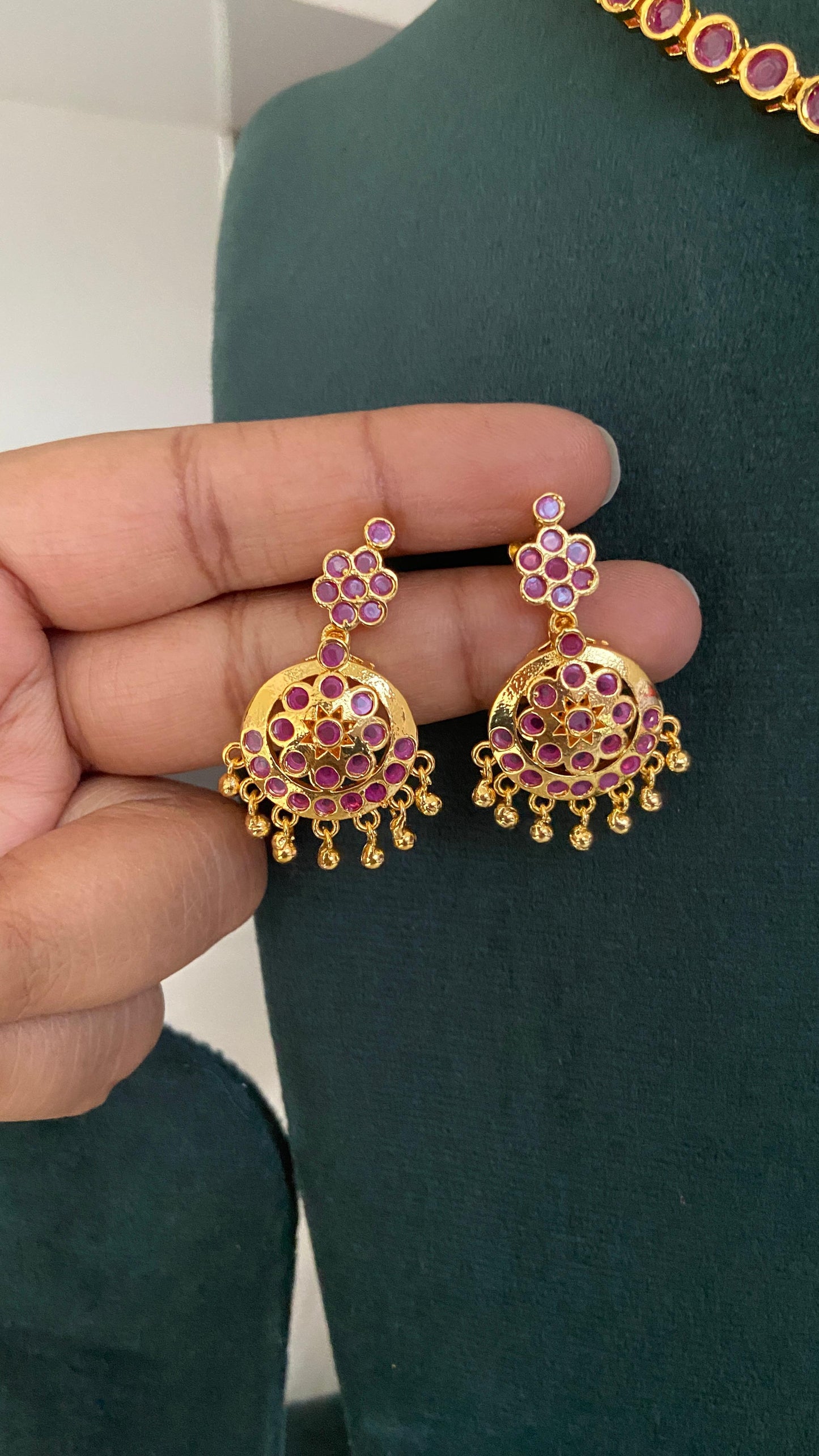 Ruby Attigai Necklace with Earrings