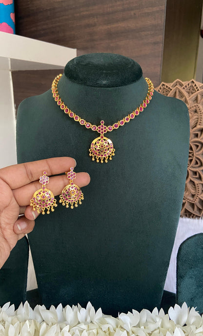 Ruby Attigai Necklace with Earrings