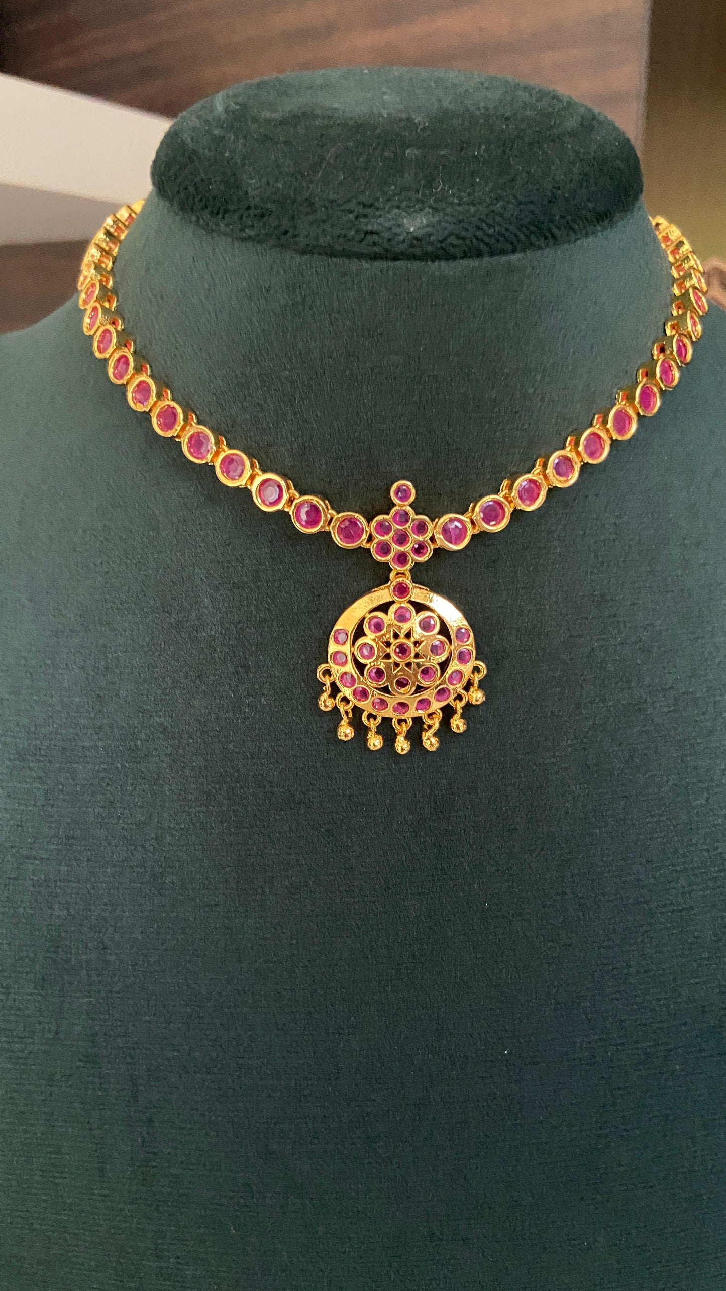 Ruby Attigai Necklace with Earrings