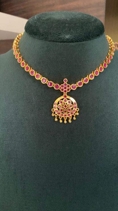 Ruby Attigai Necklace with Earrings