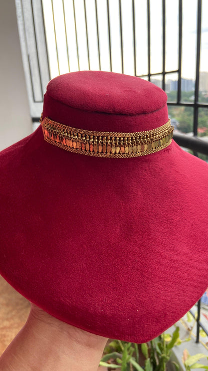 Gold Plated Antique Finish Single Line Elakathali Choker