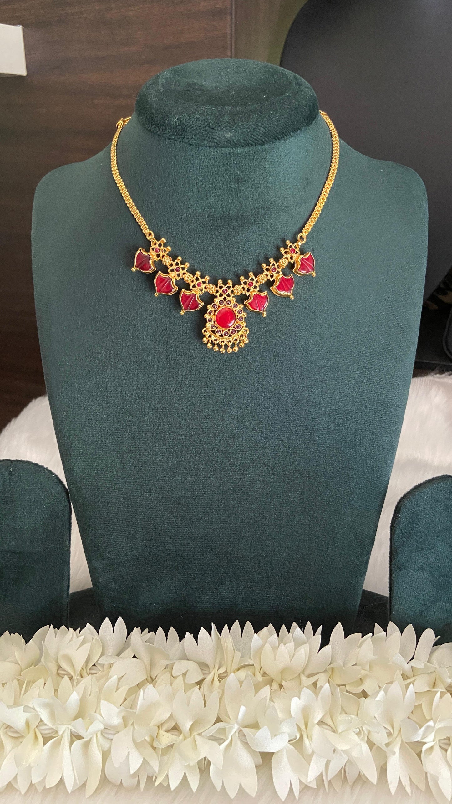 Red & Green Double Sided Palakka Necklace