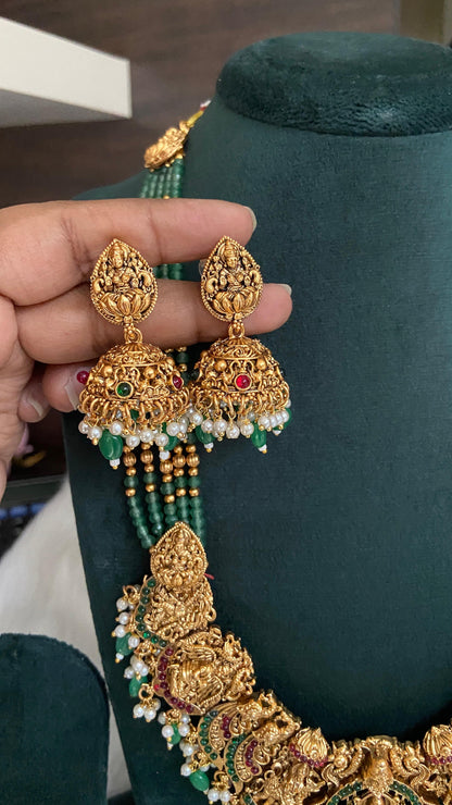 Beads chain antique Lakshmi Temple Haram Set