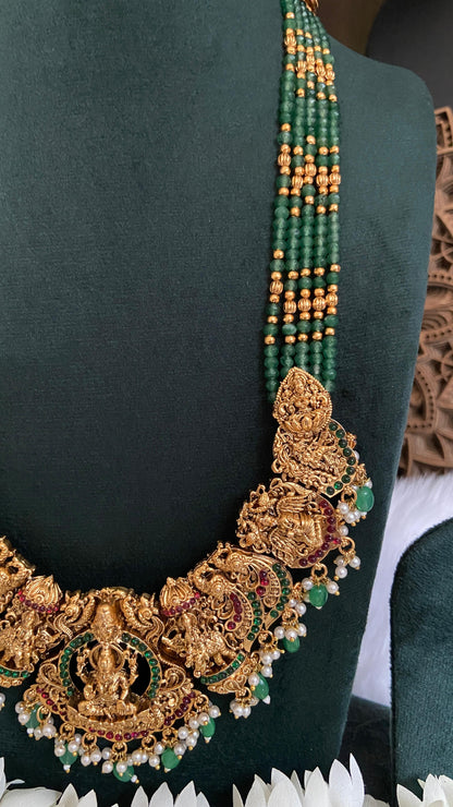 Beads chain antique Lakshmi Temple Haram Set