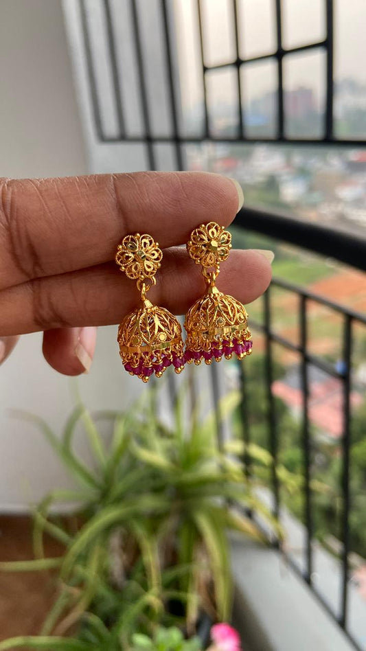 Red Pearl Drop Mini Jumka