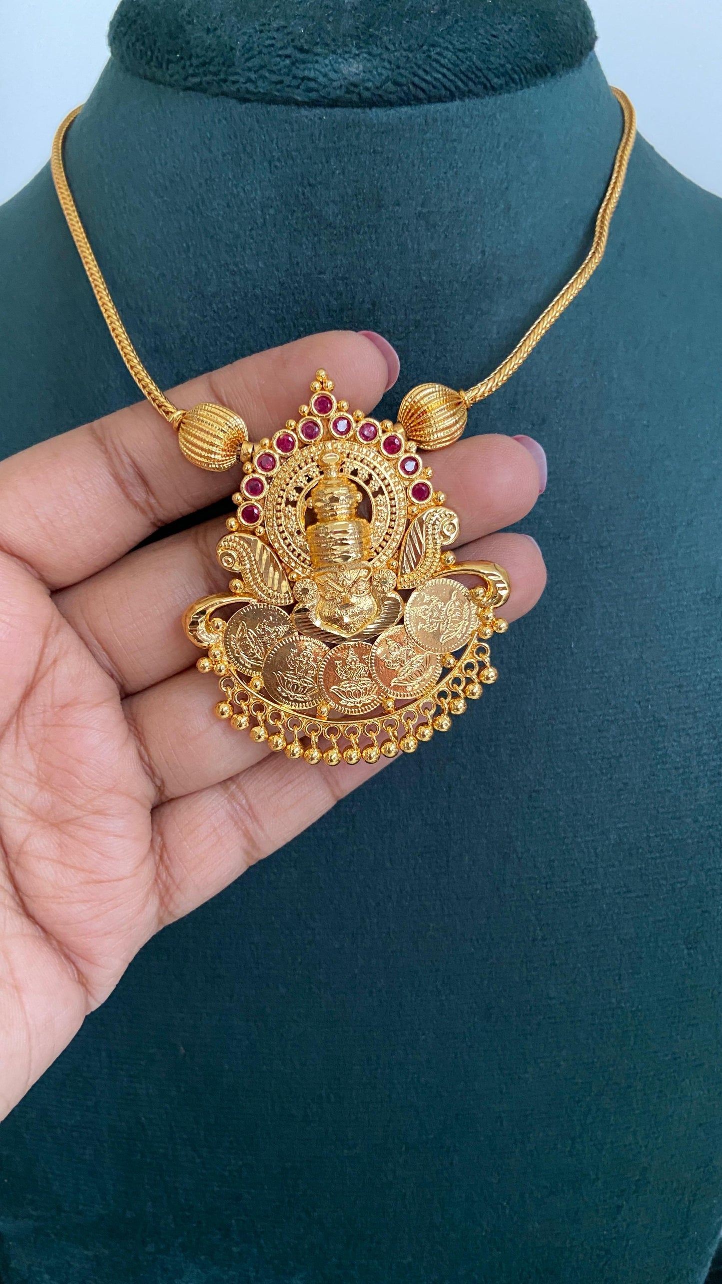 Kathakali face with Lakshmi Coin Pendant Necklace