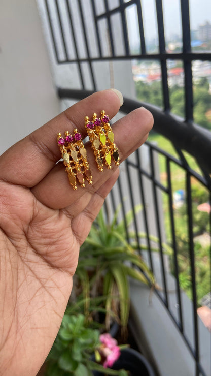 Ruby 2 Line Elakathali with Earrings