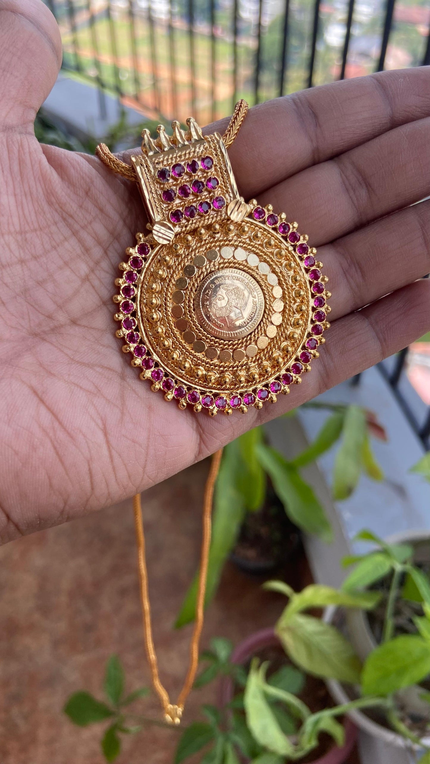 Non Idol Coin Pathakam Pendant Necklace