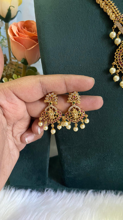 Radha Krishna Coin Necklace with Earrings