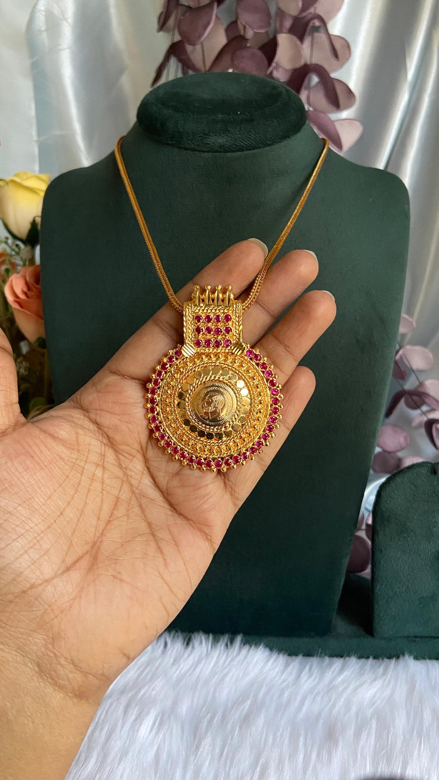 Non Idol Coin Pathakam Pendant Necklace