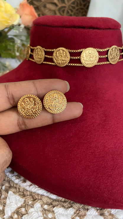Antique Coin Choker with Earrings
