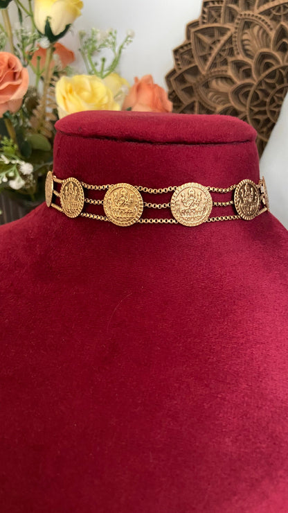 Antique Coin Choker with Earrings