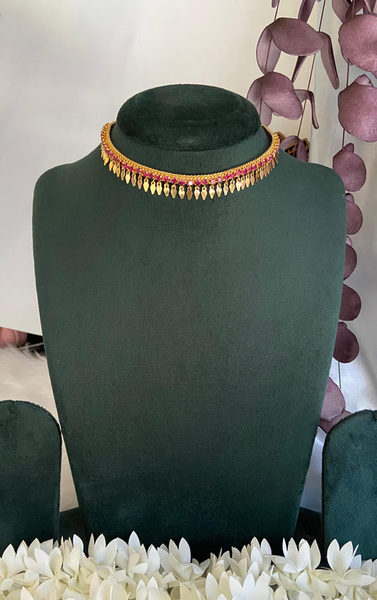 Single Hanging Ruby Elakkathali Necklace