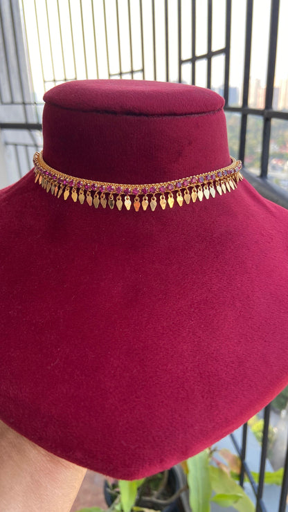 Single Hanging Ruby Elakkathali Necklace