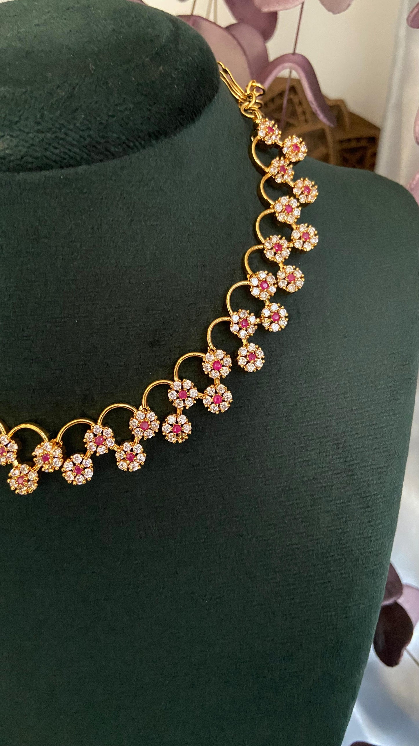 Pushpa Raga AD Necklace Set