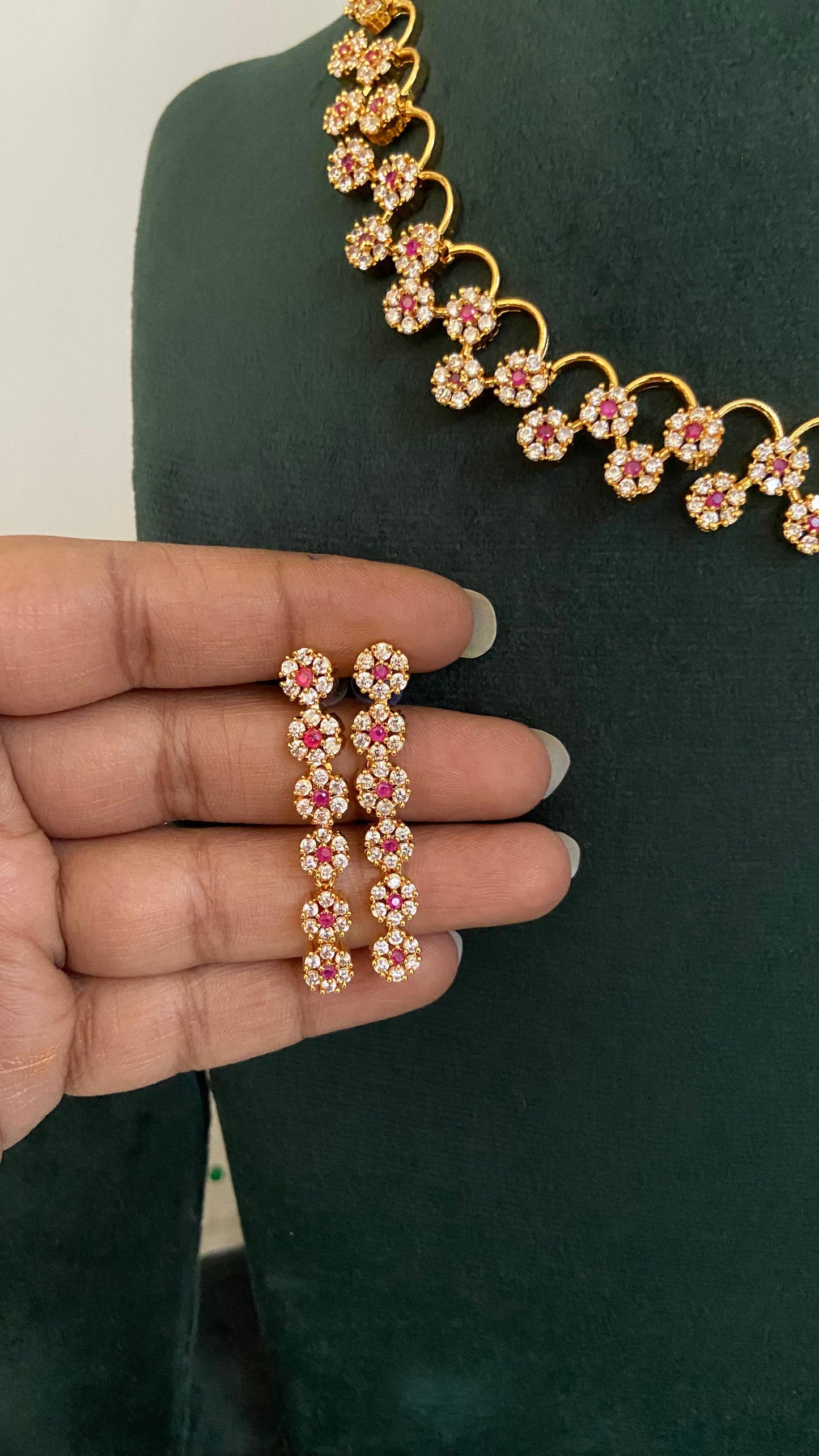Pushpa Raga AD Necklace Set