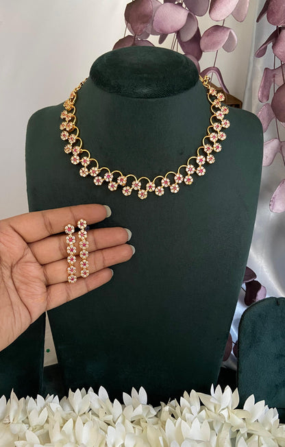 Pushpa Raga AD Necklace Set