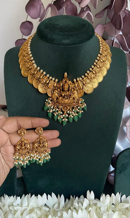 Gold Replica Lakshmi Temple Necklace Set