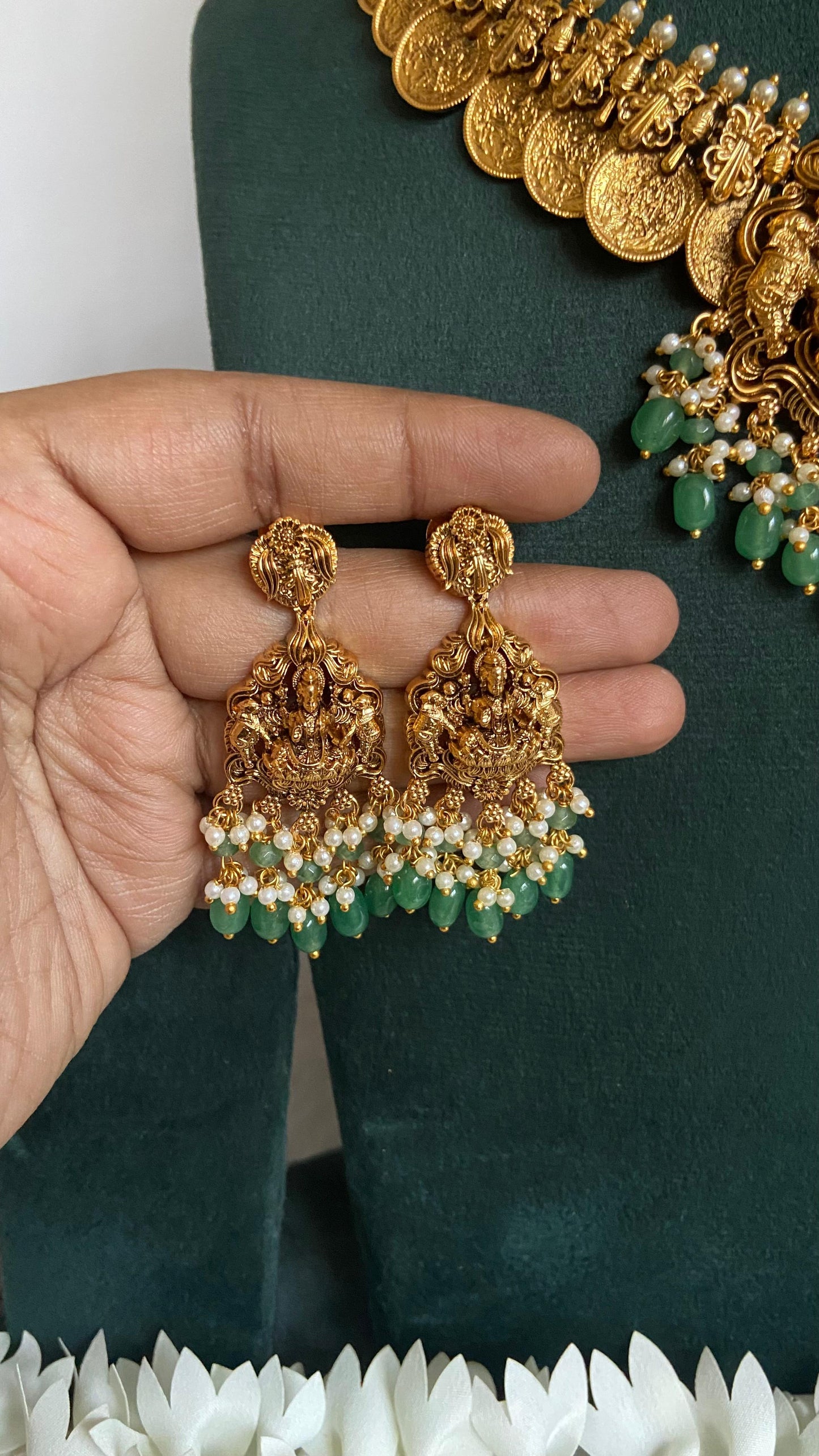 Gold Replica Lakshmi Temple Necklace Set