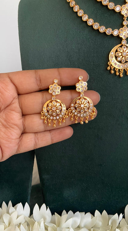 Gold Plated Double Layer Attigai Necklace Set