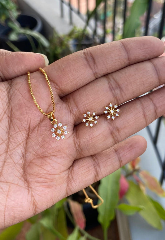 Daily Wear Mini Diamond Pendant Set