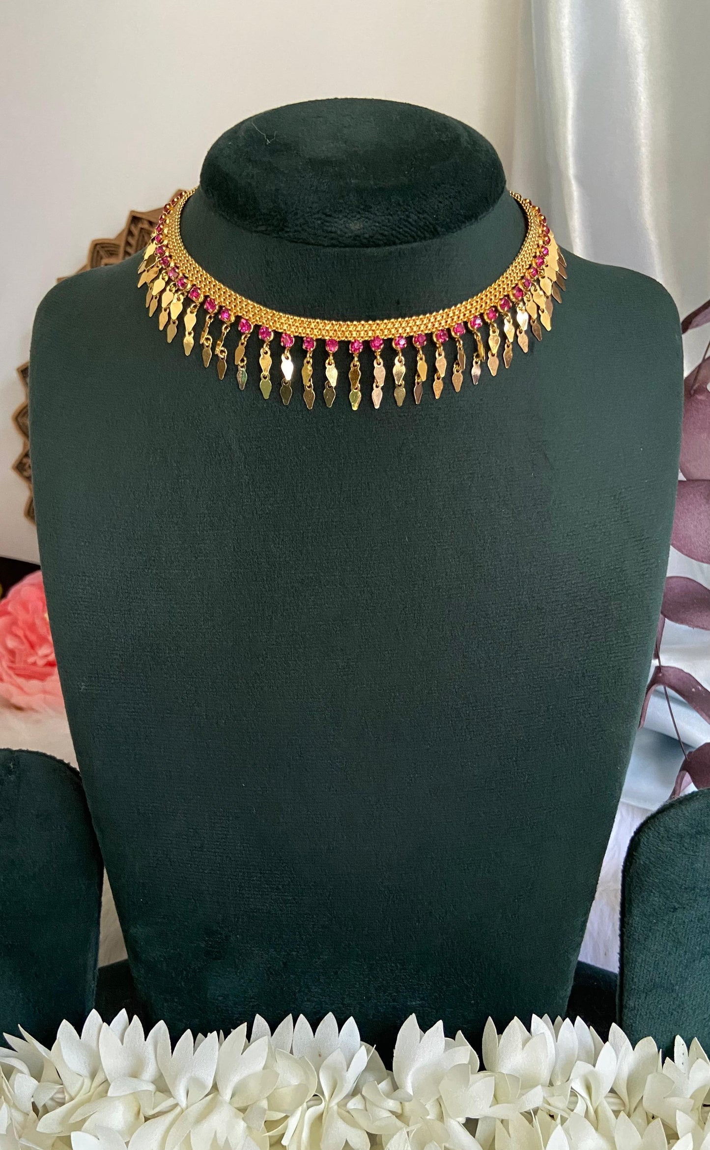Double Layer Hanging Ruby Elakathali  Necklace