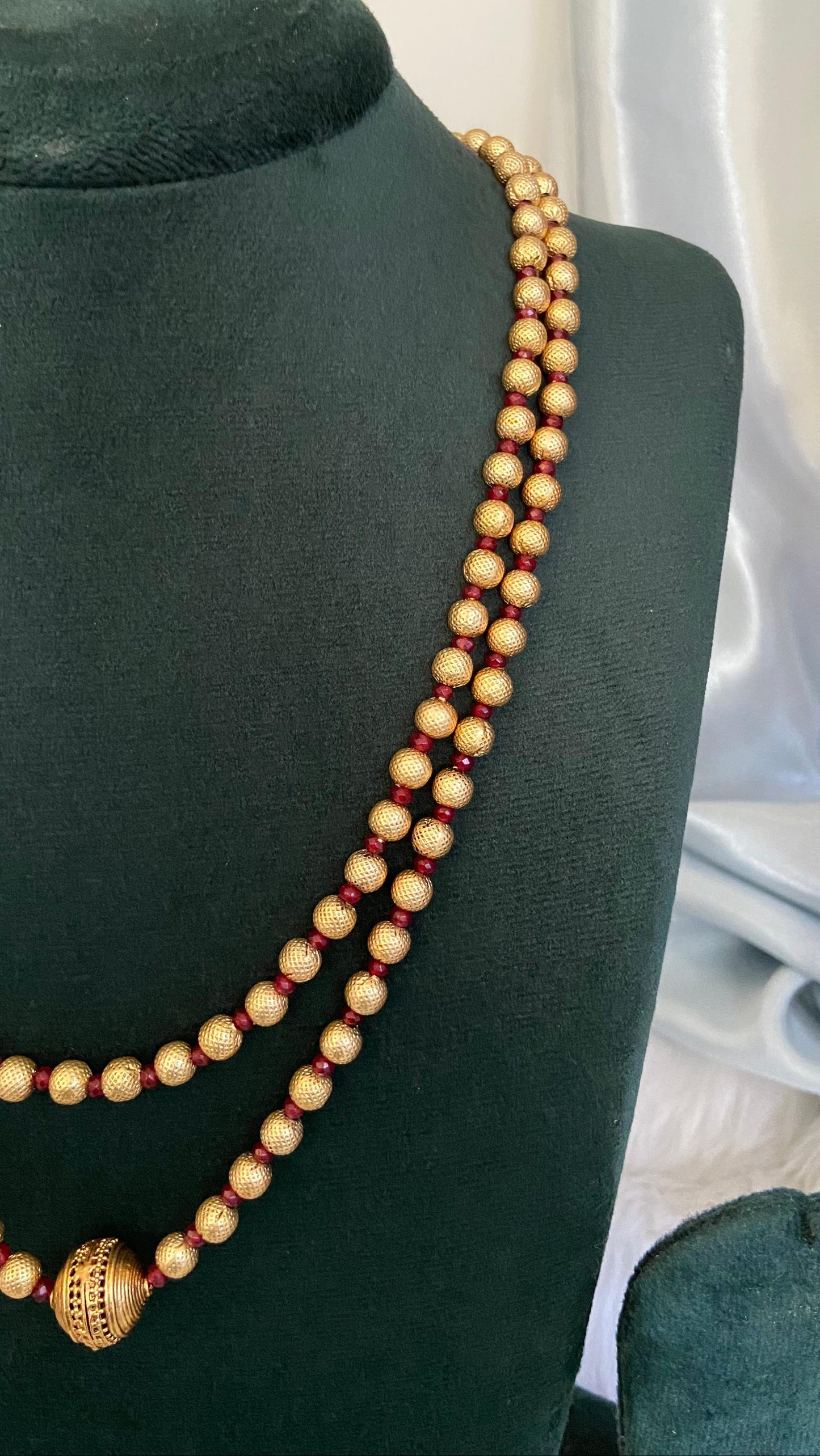 Antique 2 Layer Mani Mala with Earrings