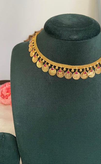 Ruby Hanging Coin Necklace