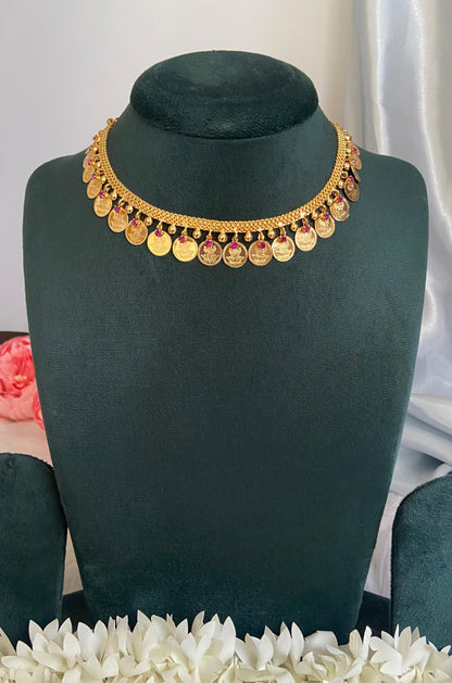 Ruby Hanging Coin Necklace