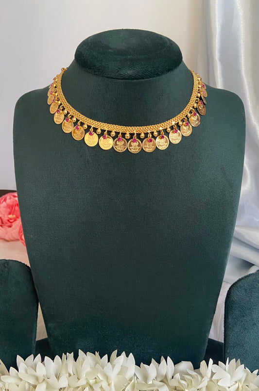Ruby Hanging Coin Necklace