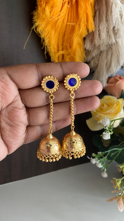 Blue Palakka Long Drop Jumka