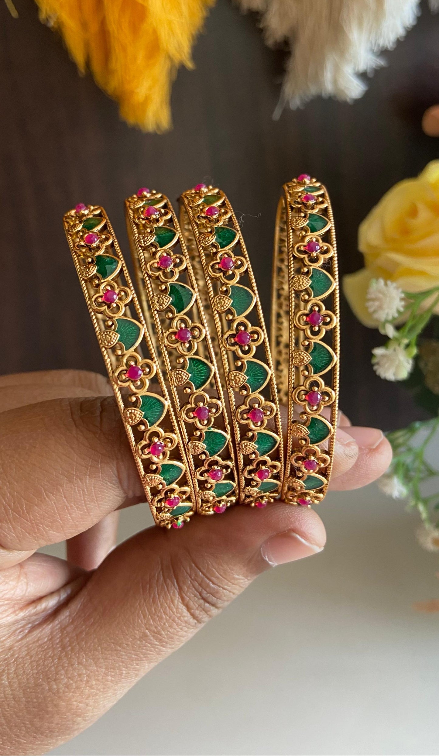 Antique Palakka Bangle Set