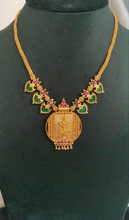 Krishna Pendant with Palakka Necklace